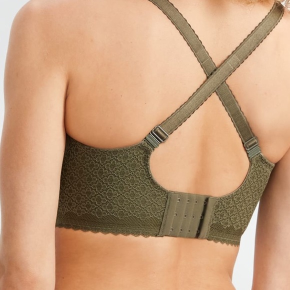 NEW Bare Necessities size 30DD geo lace moulded cup bra in olive - Picture 2 of 8